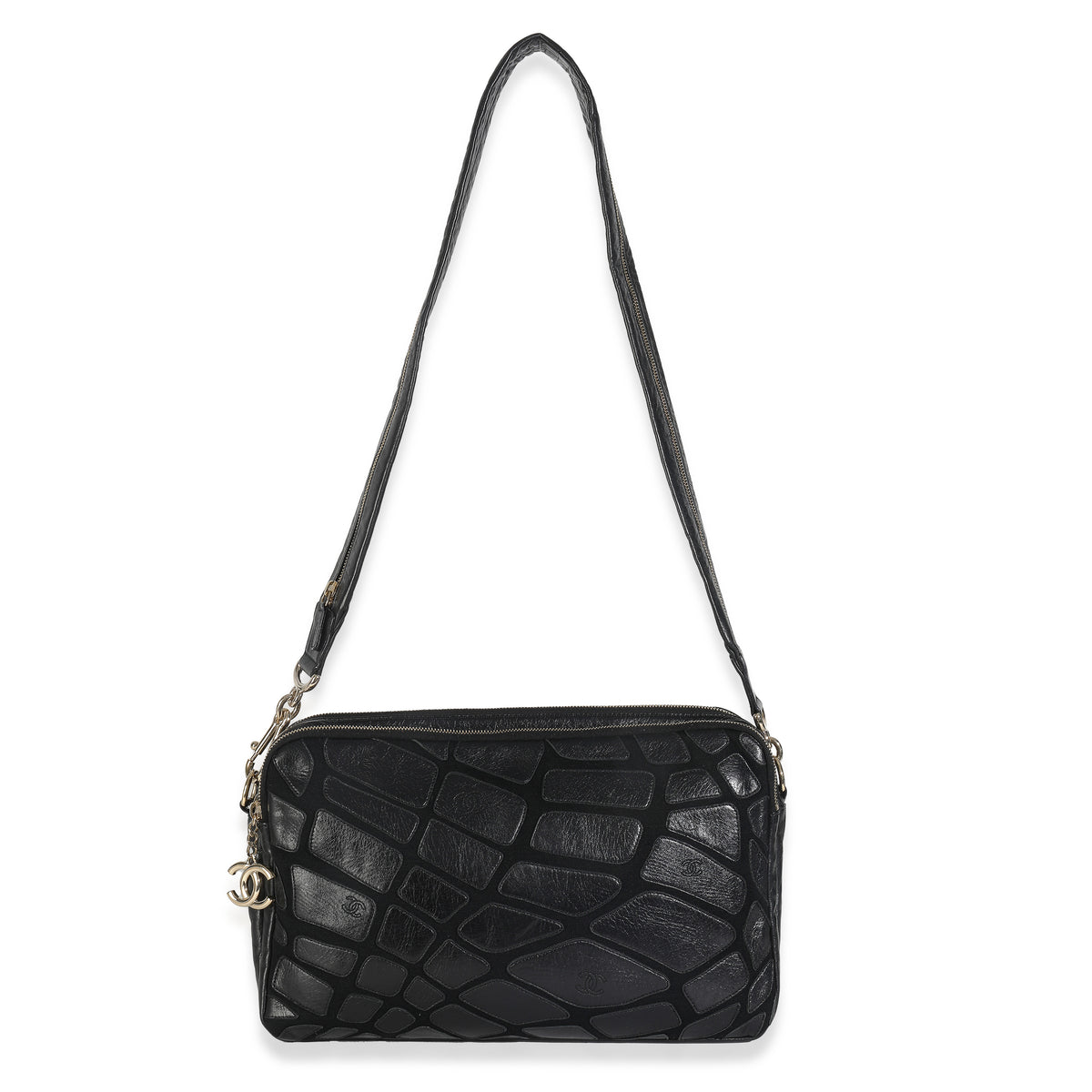 Vintage Black Lambskin Jersey Scales Camera Case