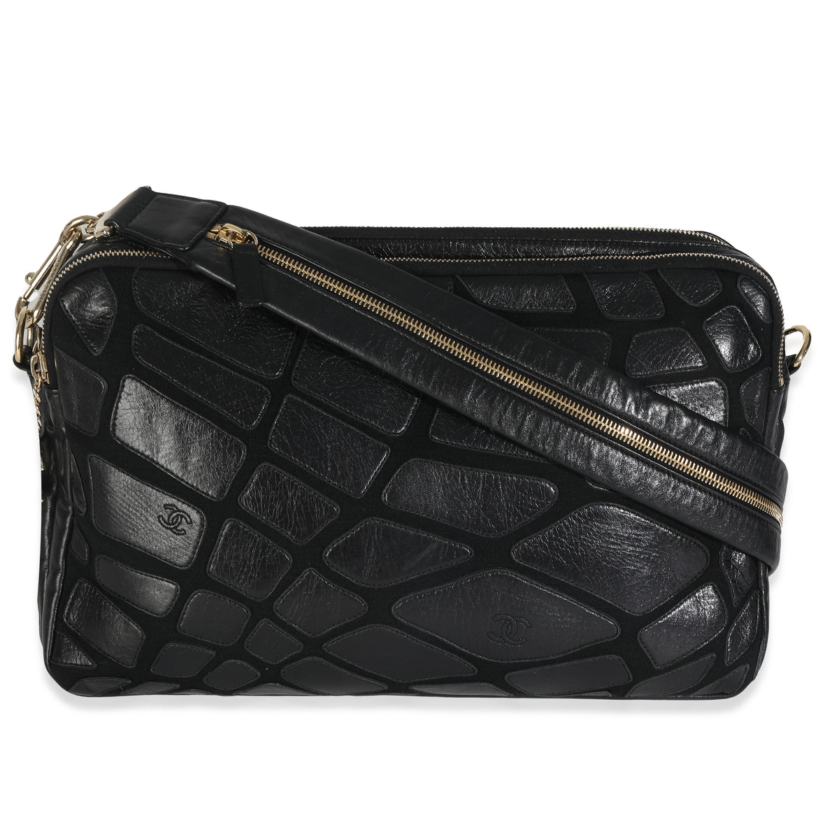 Vintage Black Lambskin Jersey Scales Camera Case