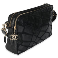 Vintage Black Lambskin Jersey Scales Camera Case