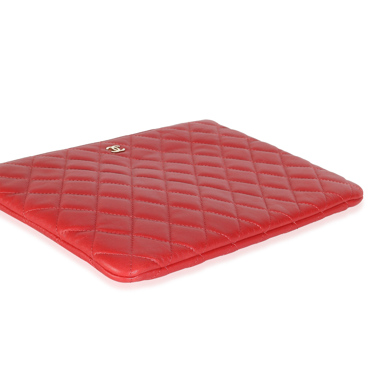 Red Quilted Lambskin Medium Casino Beauty CC Cosmetic Case