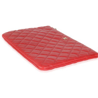 Red Quilted Lambskin Medium Casino Beauty CC Cosmetic Case