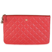 Red Quilted Lambskin Medium Casino Beauty CC Cosmetic Case