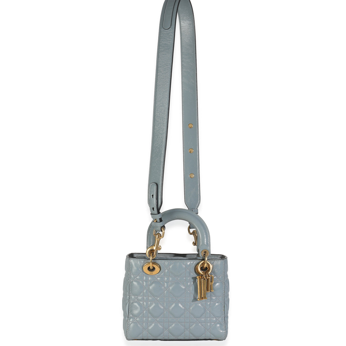 Christian Dior Blue Crinkled Patent Cannage Small My ABCDior Lady Dior Handbag av