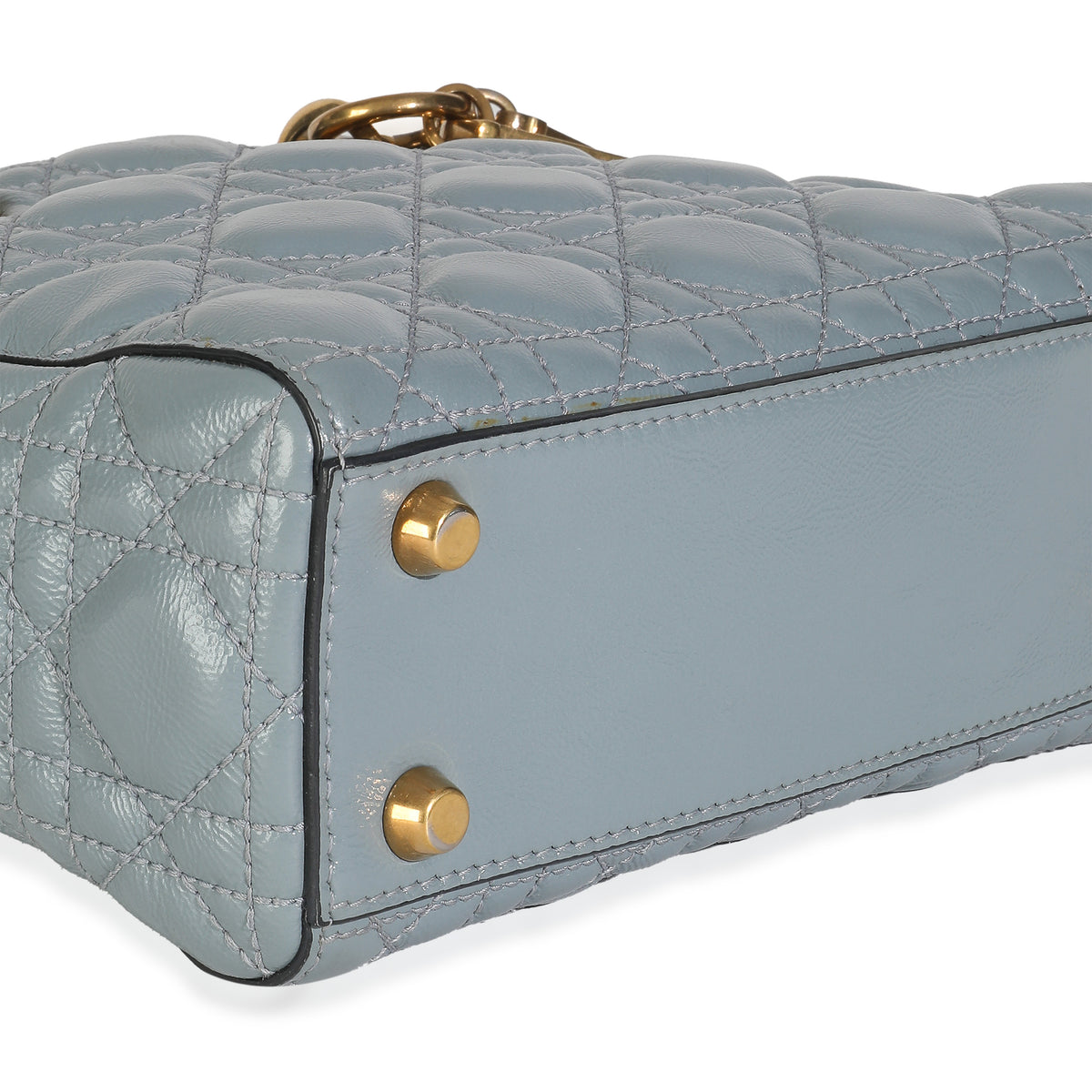 Christian Dior Blue Crinkled Patent Cannage Small My ABCDior Lady Dior Handbag box