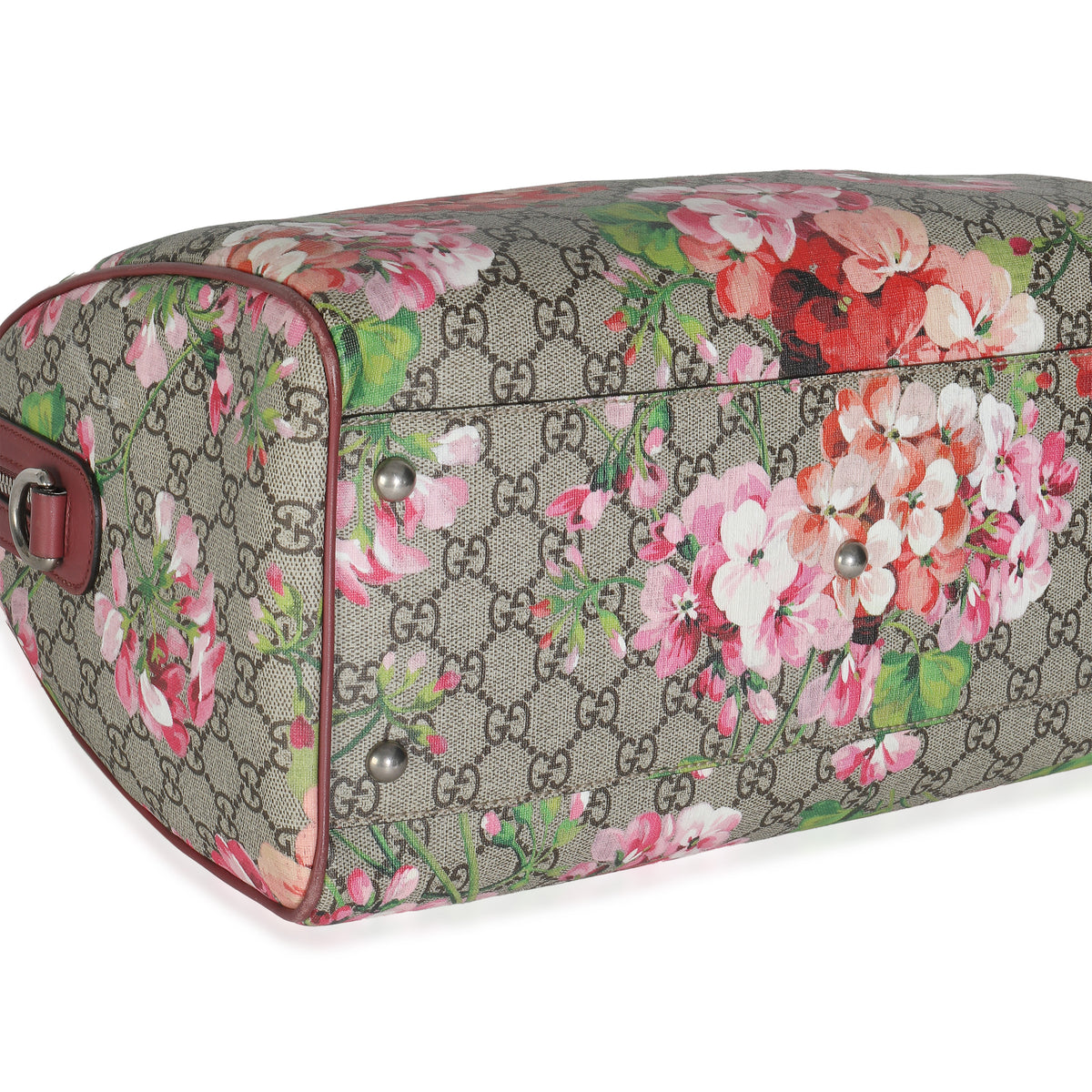 Beige Multicolor Dry Rose GG Supreme Monogram Blooms Large Boston Bag