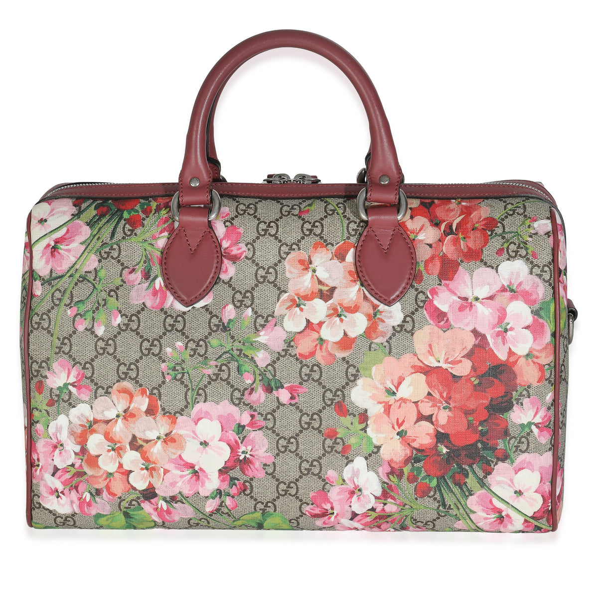 Beige Multicolor Dry Rose GG Supreme Monogram Blooms Large Boston Bag