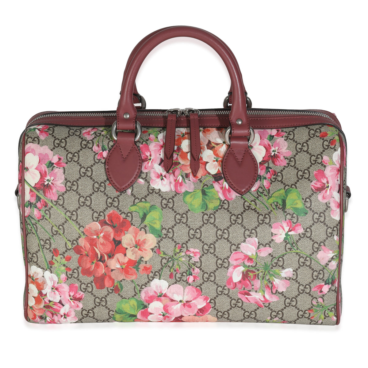 Beige Multicolor Dry Rose GG Supreme Monogram Blooms Large Boston Bag