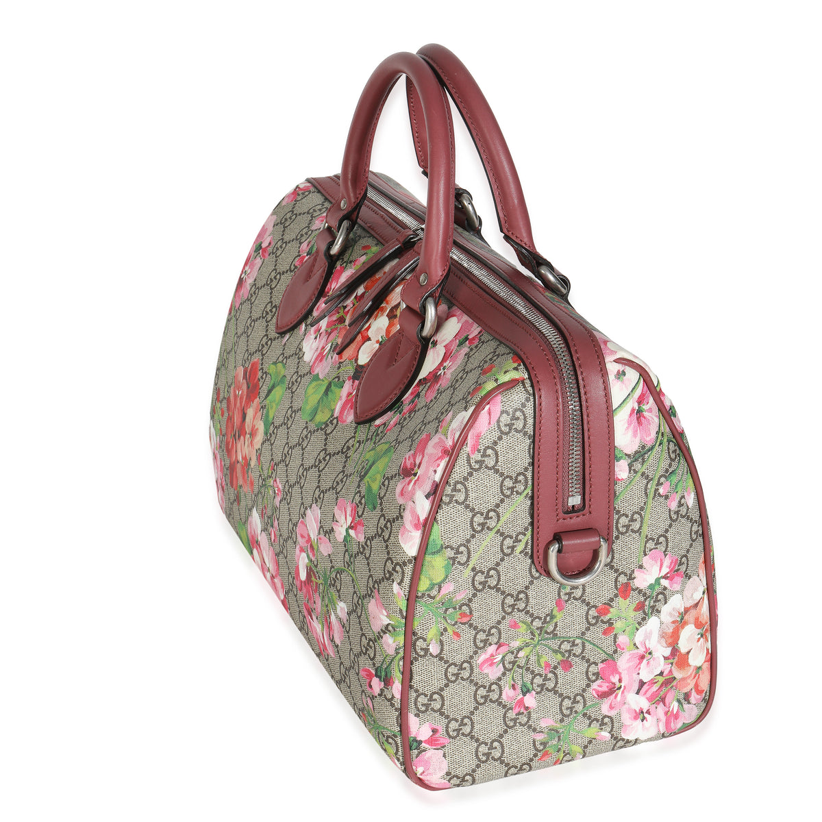 Beige Multicolor Dry Rose GG Supreme Monogram Blooms Large Boston Bag