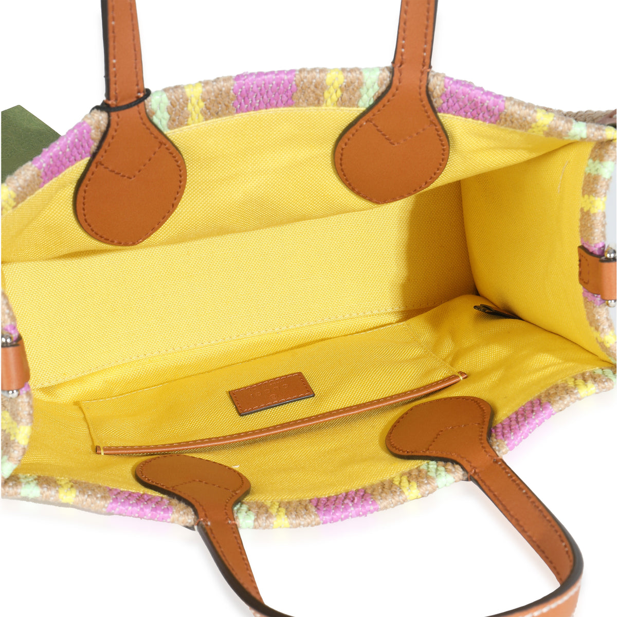 Multicolor Calfskin Jute Logo Embroidered Small Vertical Tote