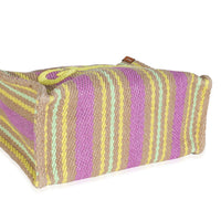 Multicolor Calfskin Jute Logo Embroidered Small Vertical Tote