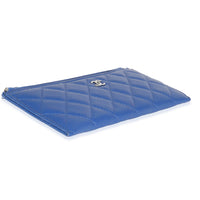 Navy Quilted Lambskin Classic Zip Pouch