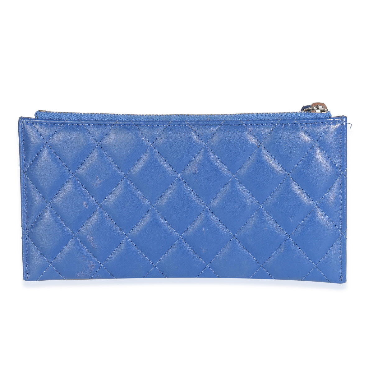 Navy Quilted Lambskin Classic Zip Pouch