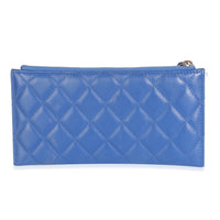Navy Quilted Lambskin Classic Zip Pouch