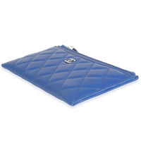 Navy Quilted Lambskin Classic Zip Pouch