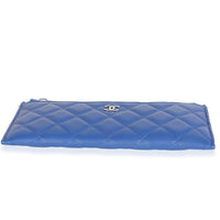 Navy Quilted Lambskin Classic Zip Pouch