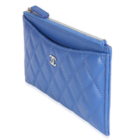 Navy Quilted Lambskin Classic Zip Pouch