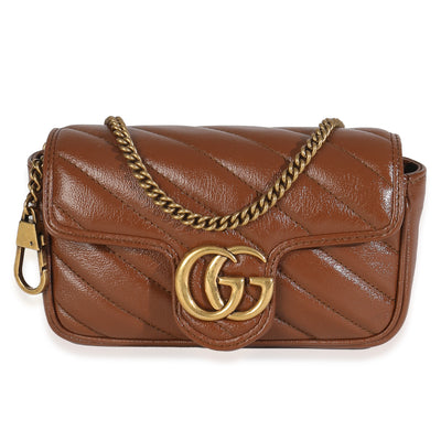 Cuir Azalea Calfskin Matelasse Diagonal Super Mini GG Marmont Bag