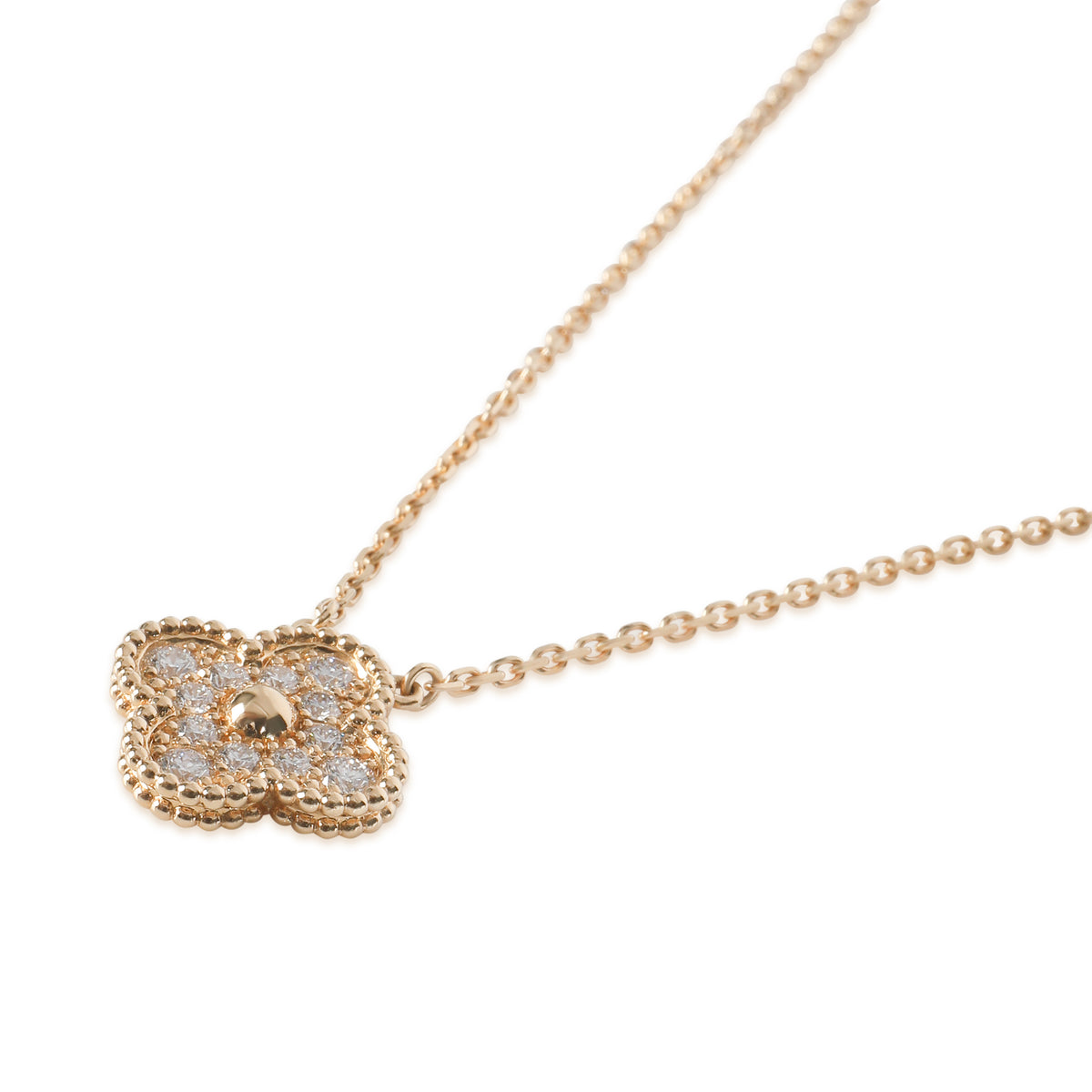 Yellow Gold Diamond Vintage Alhambra Pendant