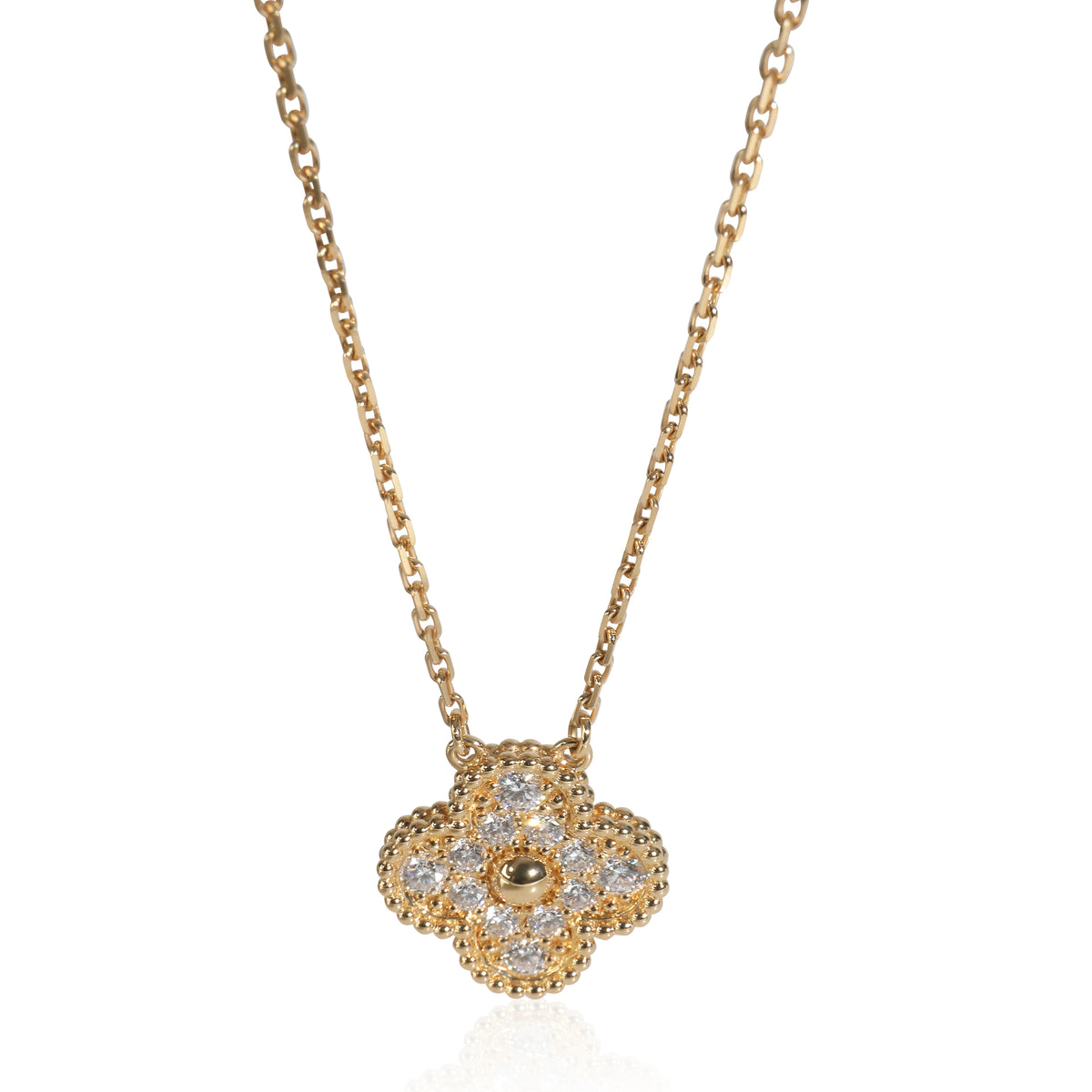 Yellow Gold Diamond Vintage Alhambra Pendant
