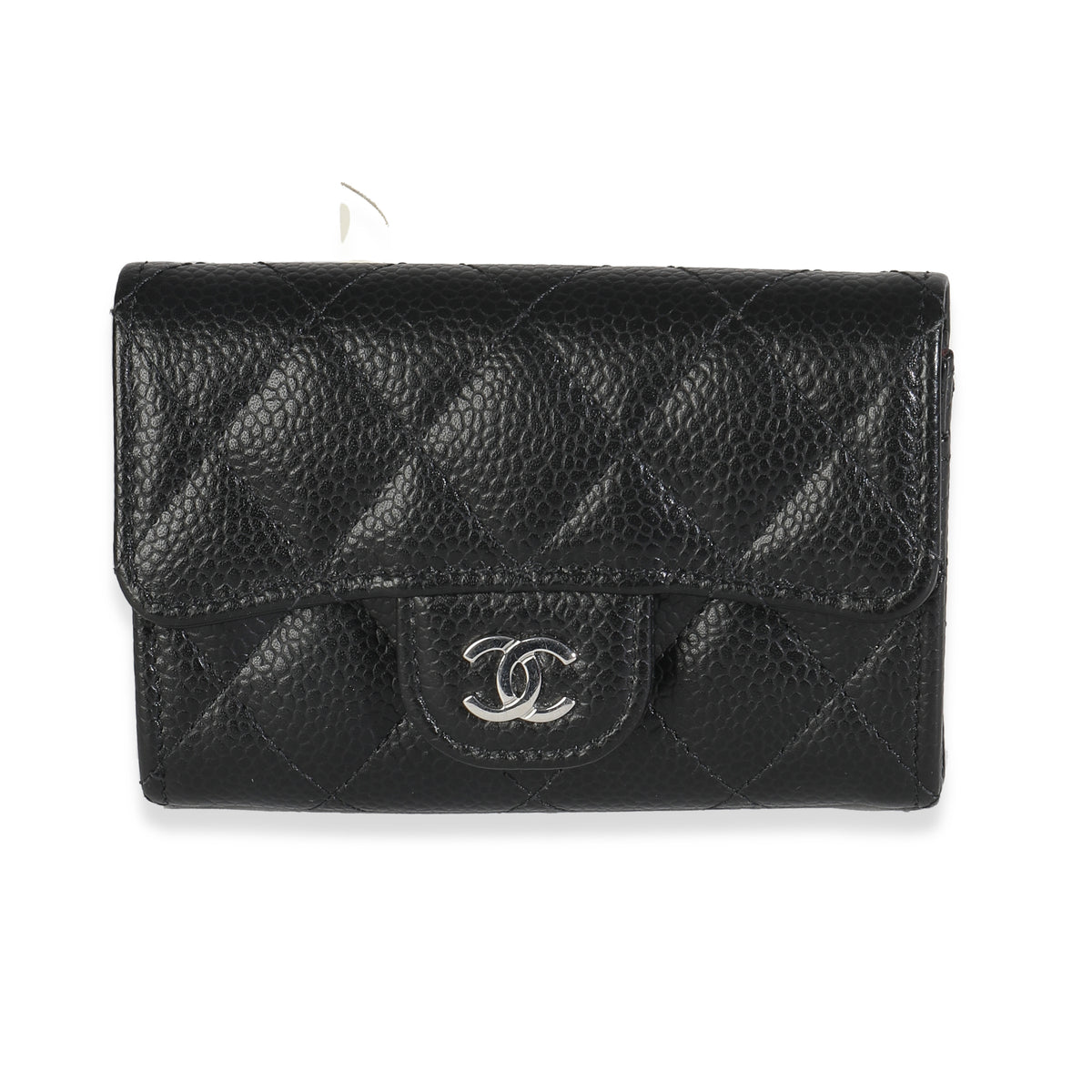 Black Quilted Caviar Flap Card Holder