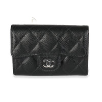 Black Quilted Caviar Flap Card Holder