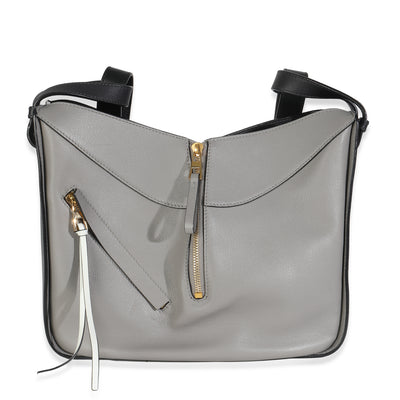 Loewe Grey Black Calfskin Medium Hammock Shoulder Bag Handbag fv