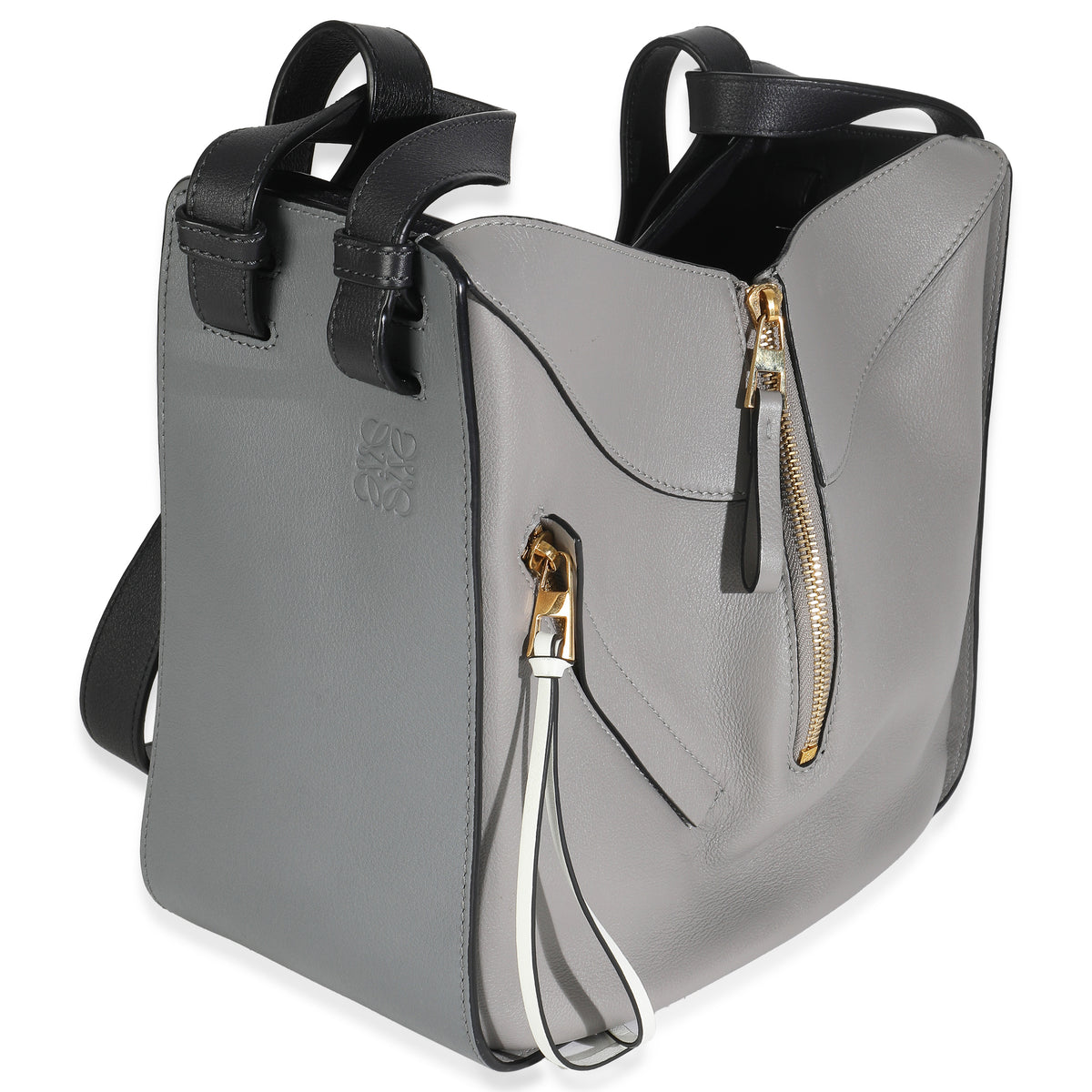 Loewe Grey Black Calfskin Medium Hammock Shoulder Bag Handbag pv