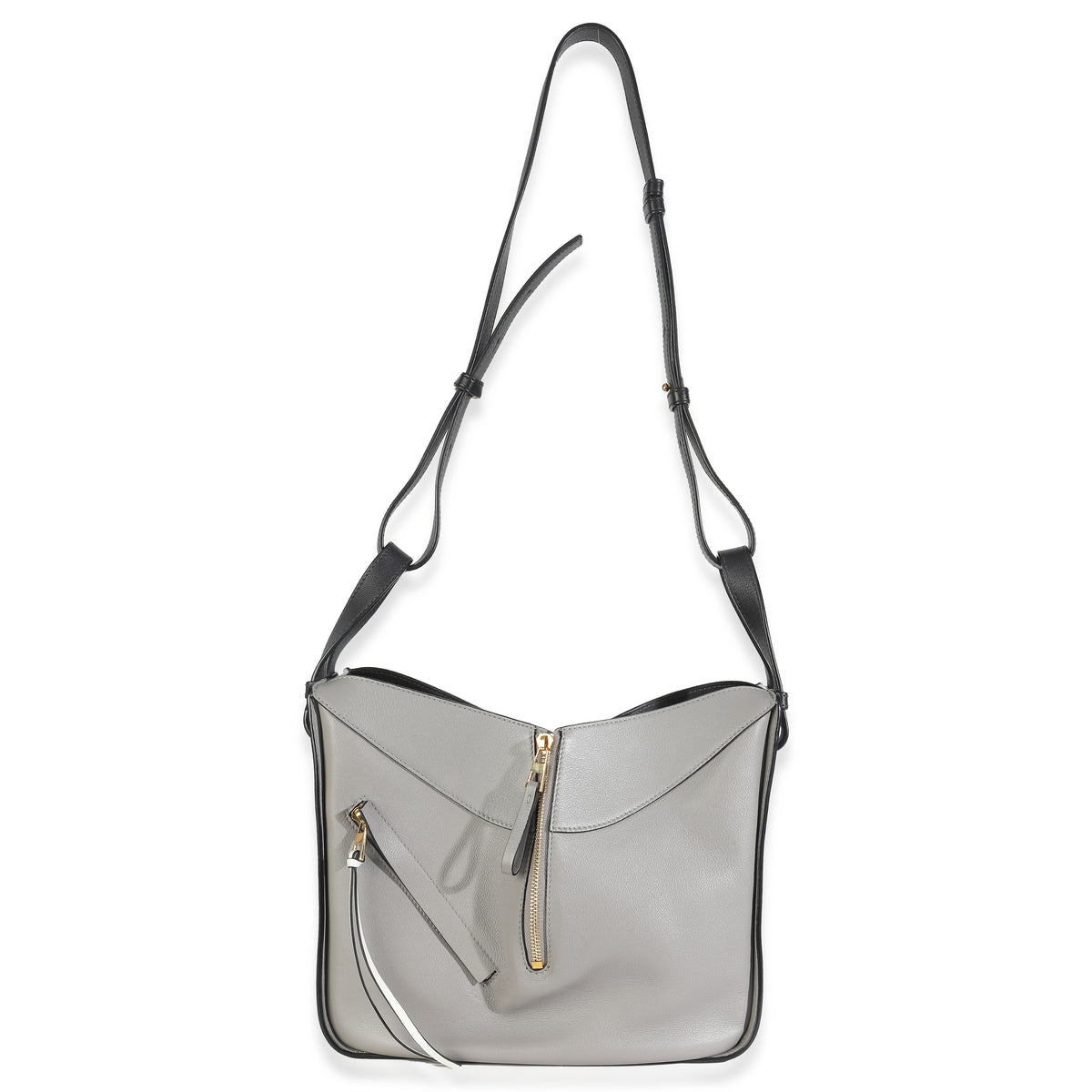 Grey Black Calfskin Medium Hammock Shoulder Bag