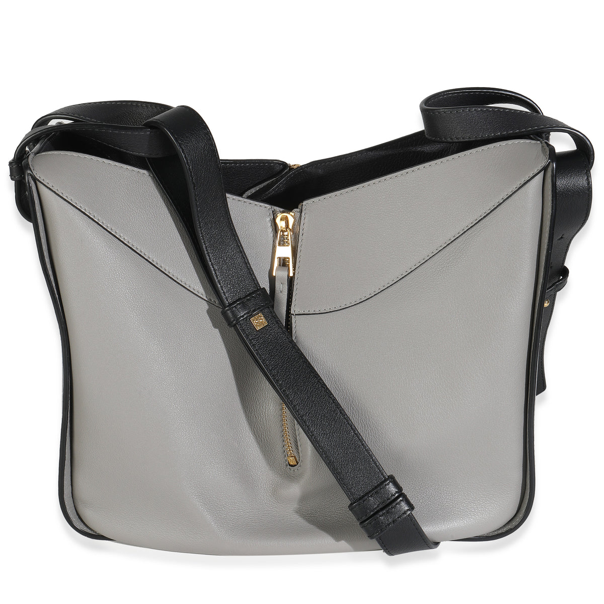 Grey Black Calfskin Medium Hammock Shoulder Bag