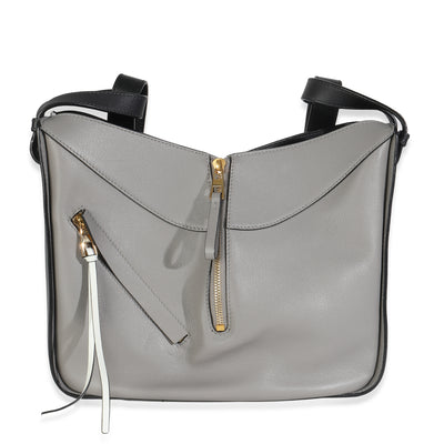 Grey Black Calfskin Medium Hammock Shoulder Bag