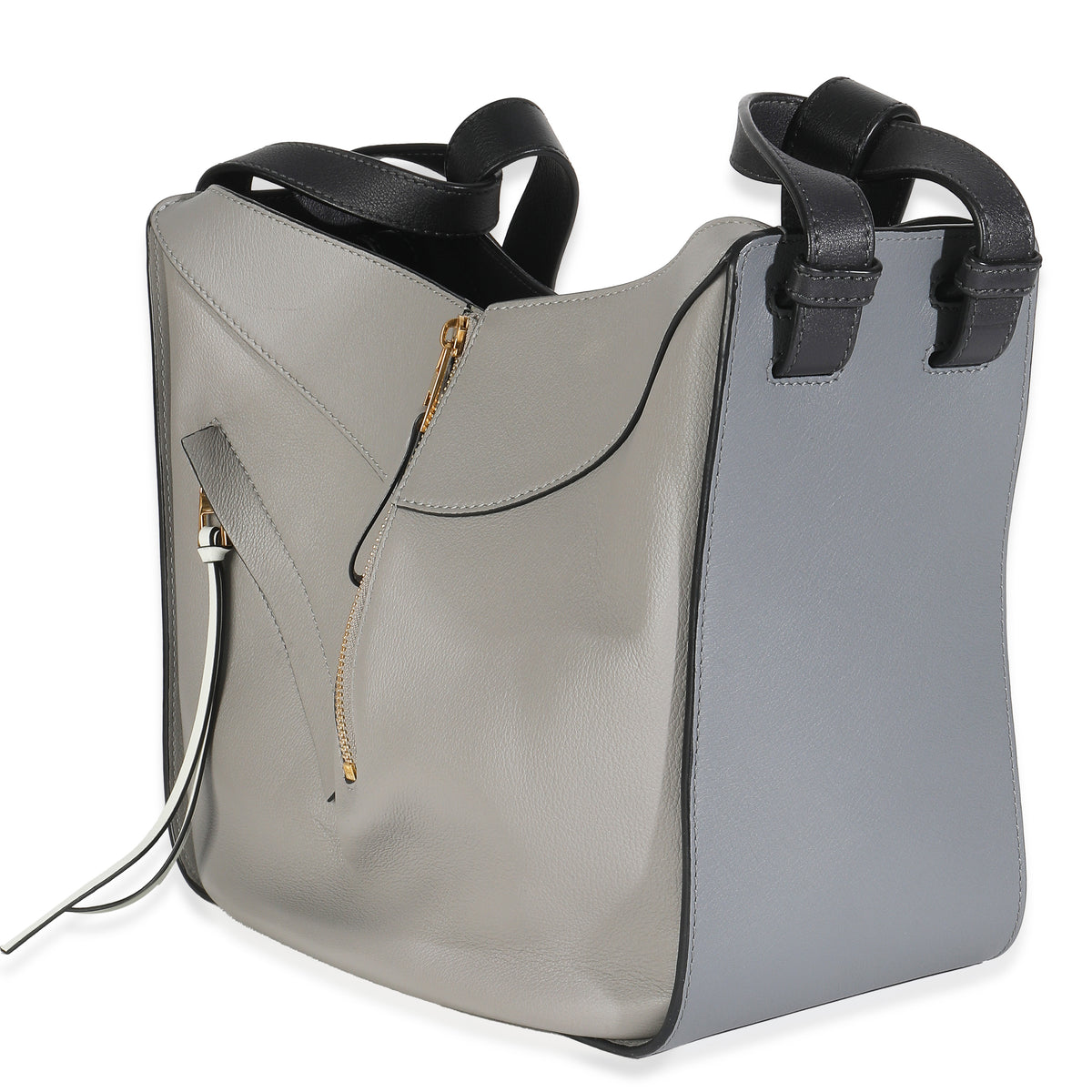 Grey Black Calfskin Medium Hammock Shoulder Bag