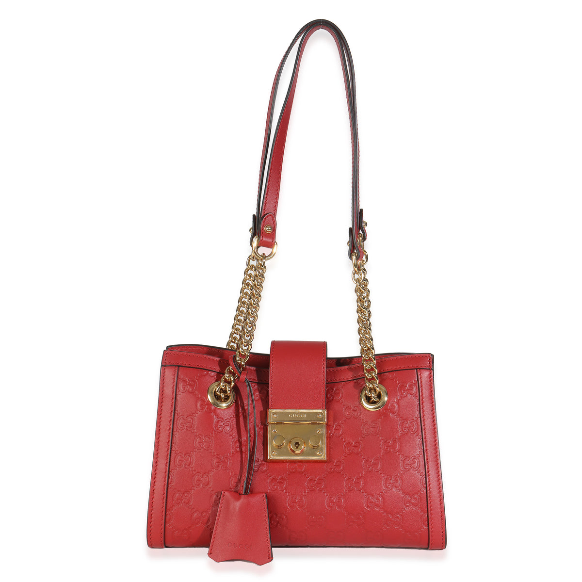 Hibiscus Red Guccissima Small Padlock Tote
