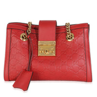 Hibiscus Red Guccissima Small Padlock Tote