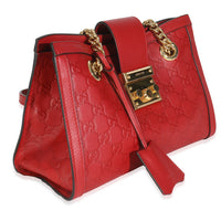 Hibiscus Red Guccissima Small Padlock Tote