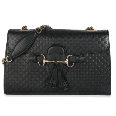 Black Microguccissima Medium Emily Chain Bag