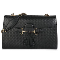 Black Microguccissima Medium Emily Chain Bag