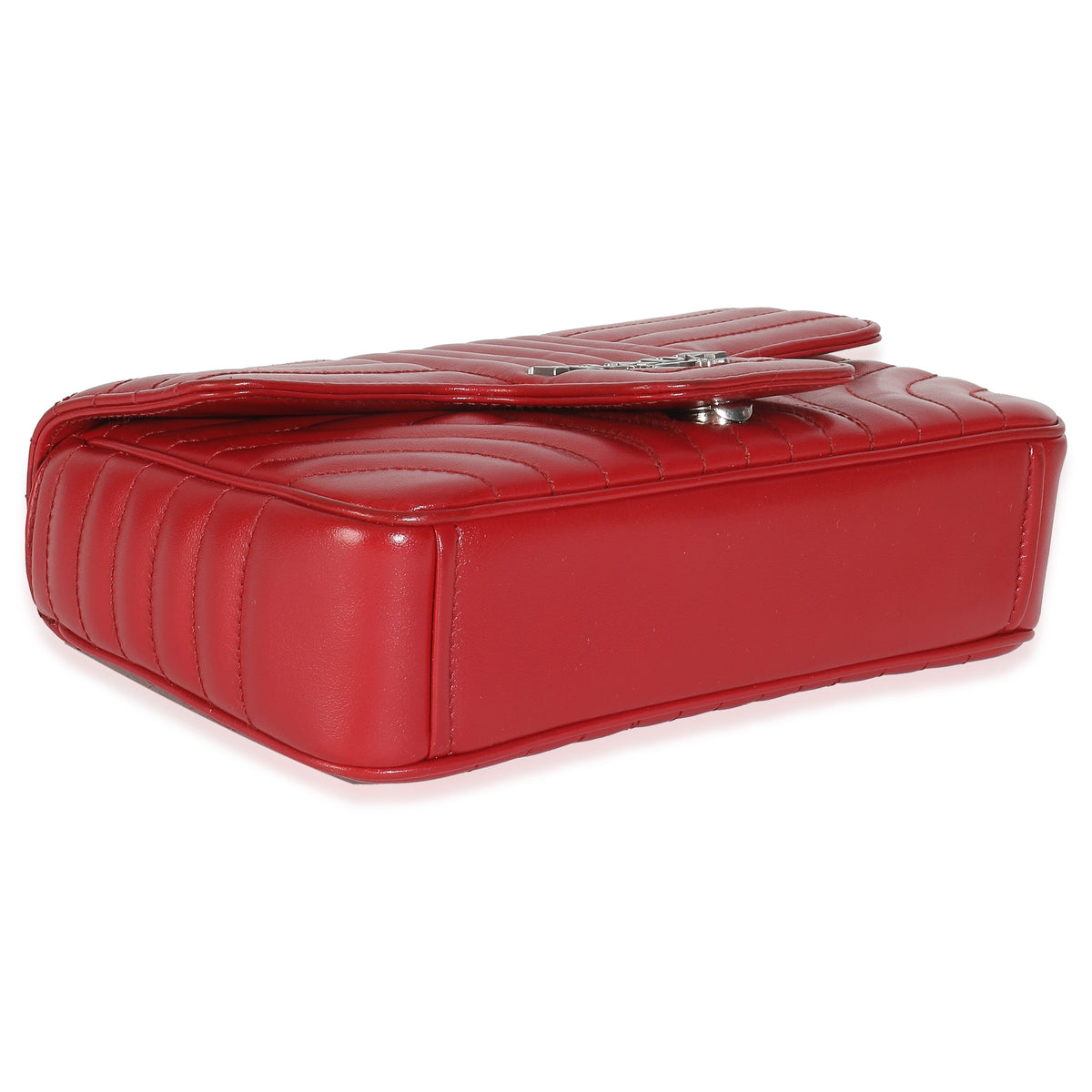 Red Soft Calfskin Impunture Diagramme Medium Chain Flap Bag