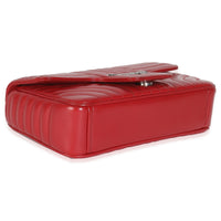 Red Soft Calfskin Impunture Diagramme Medium Chain Flap Bag