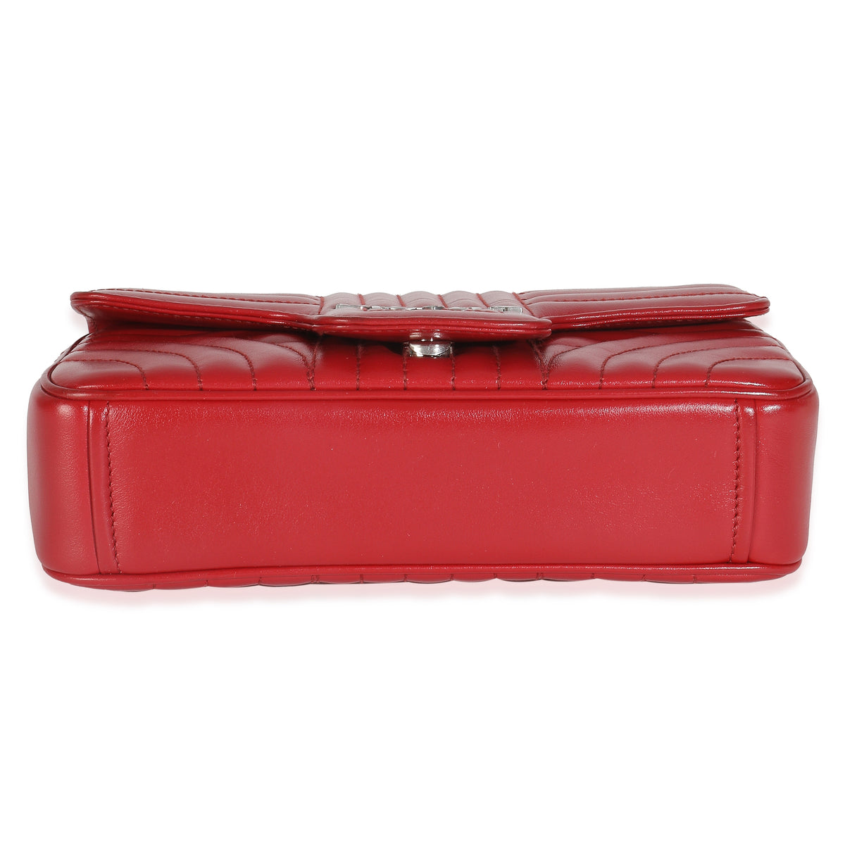 Red Soft Calfskin Impunture Diagramme Medium Chain Flap Bag