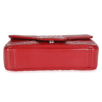 Red Soft Calfskin Impunture Diagramme Medium Chain Flap Bag