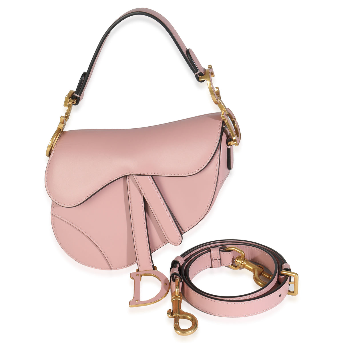 Antique Pink Smooth Calfskin Mini Saddle