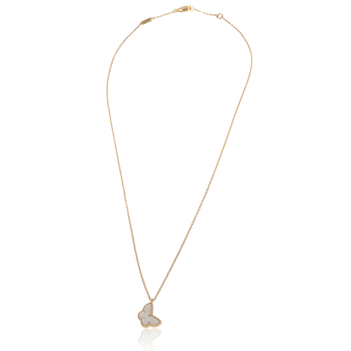 Yellow Gold Mother Of Pearl Sweet Butterflies Pendant