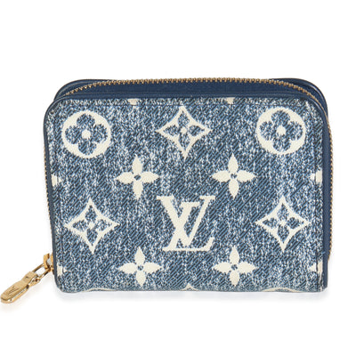 Bleu Denim Monogram Jacquard Zippy Coin Purse