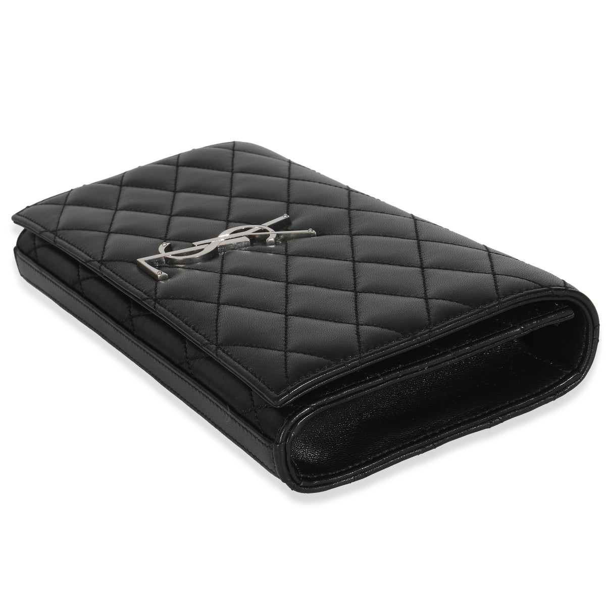 Black Lambskin Quilted Kate Clutch