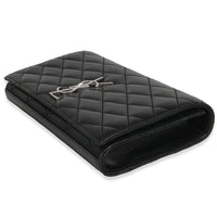 Black Lambskin Quilted Kate Clutch