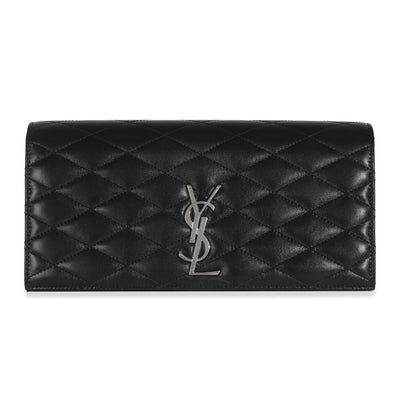 Black Lambskin Quilted Kate Clutch