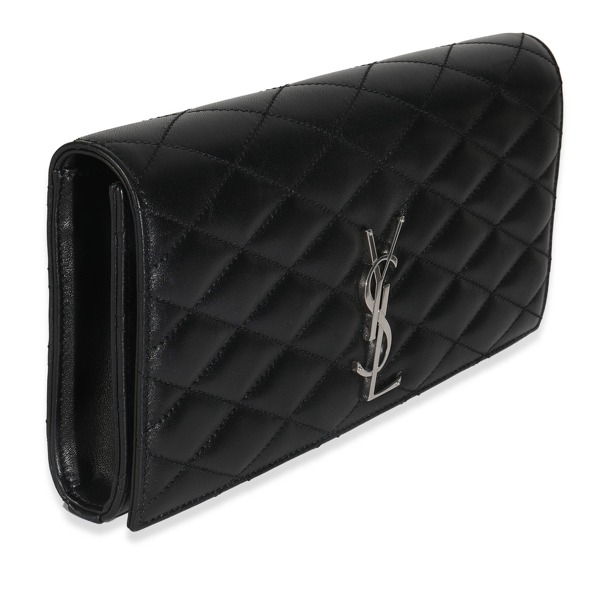 Black Lambskin Quilted Kate Clutch