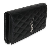 Black Lambskin Quilted Kate Clutch