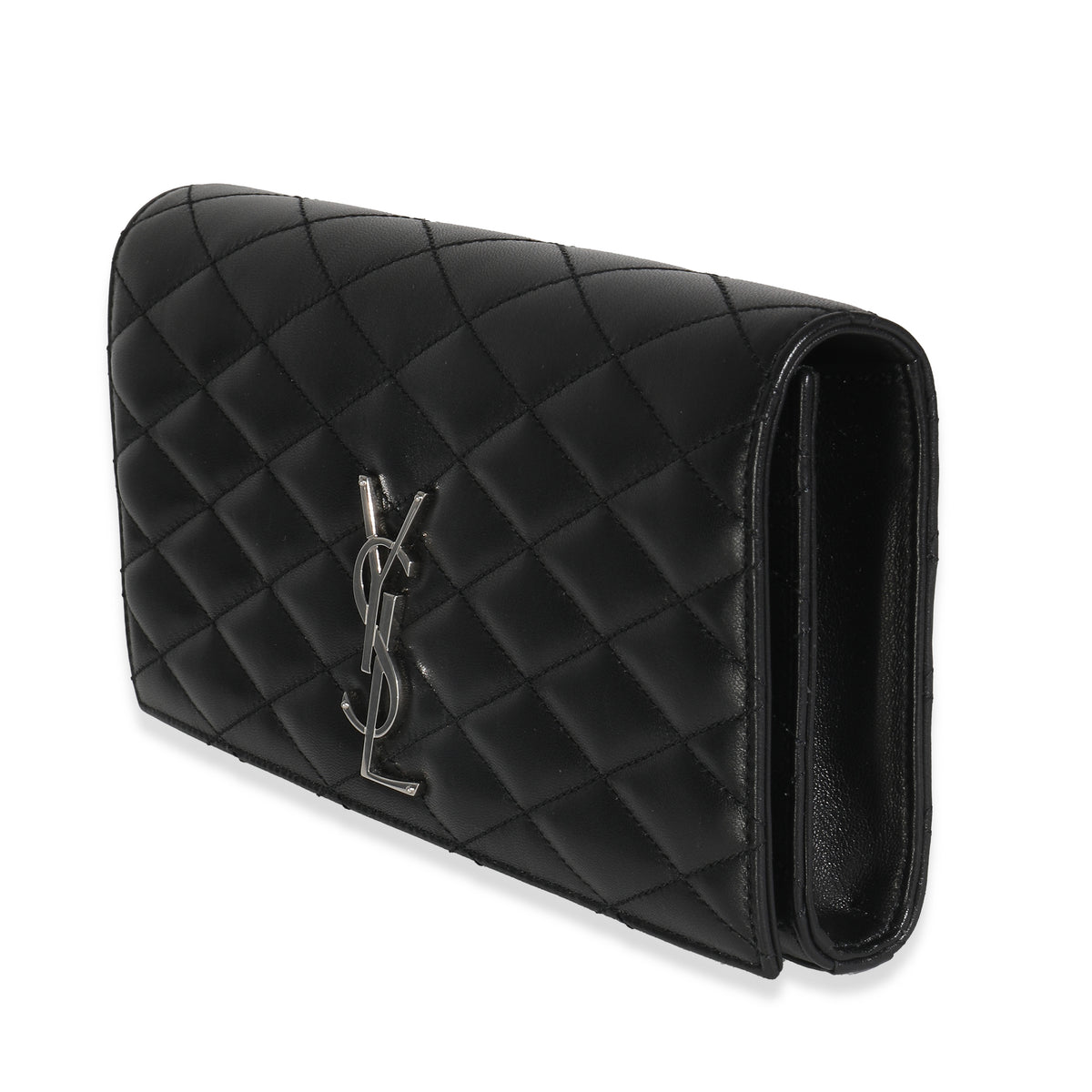 Black Lambskin Quilted Kate Clutch