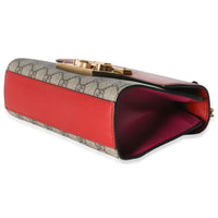 GG Supreme Red Pink Moon Calfskin Small Padlock Shoulder Bag